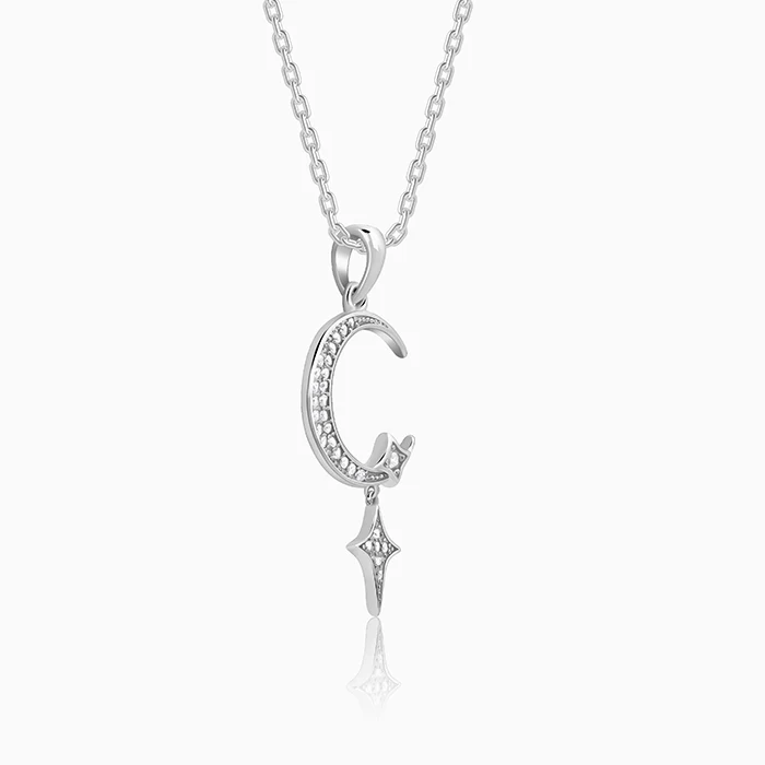 Silver Moon Pendant With Link Chain - Image 4
