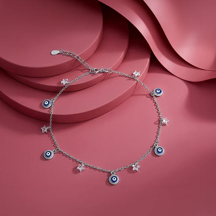 Silver Mystic Evil Eye Anklet - Image 2