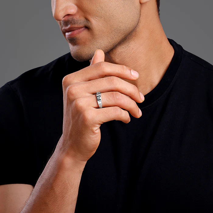 Silver Mystic Geometry Ring For Him - Image 3