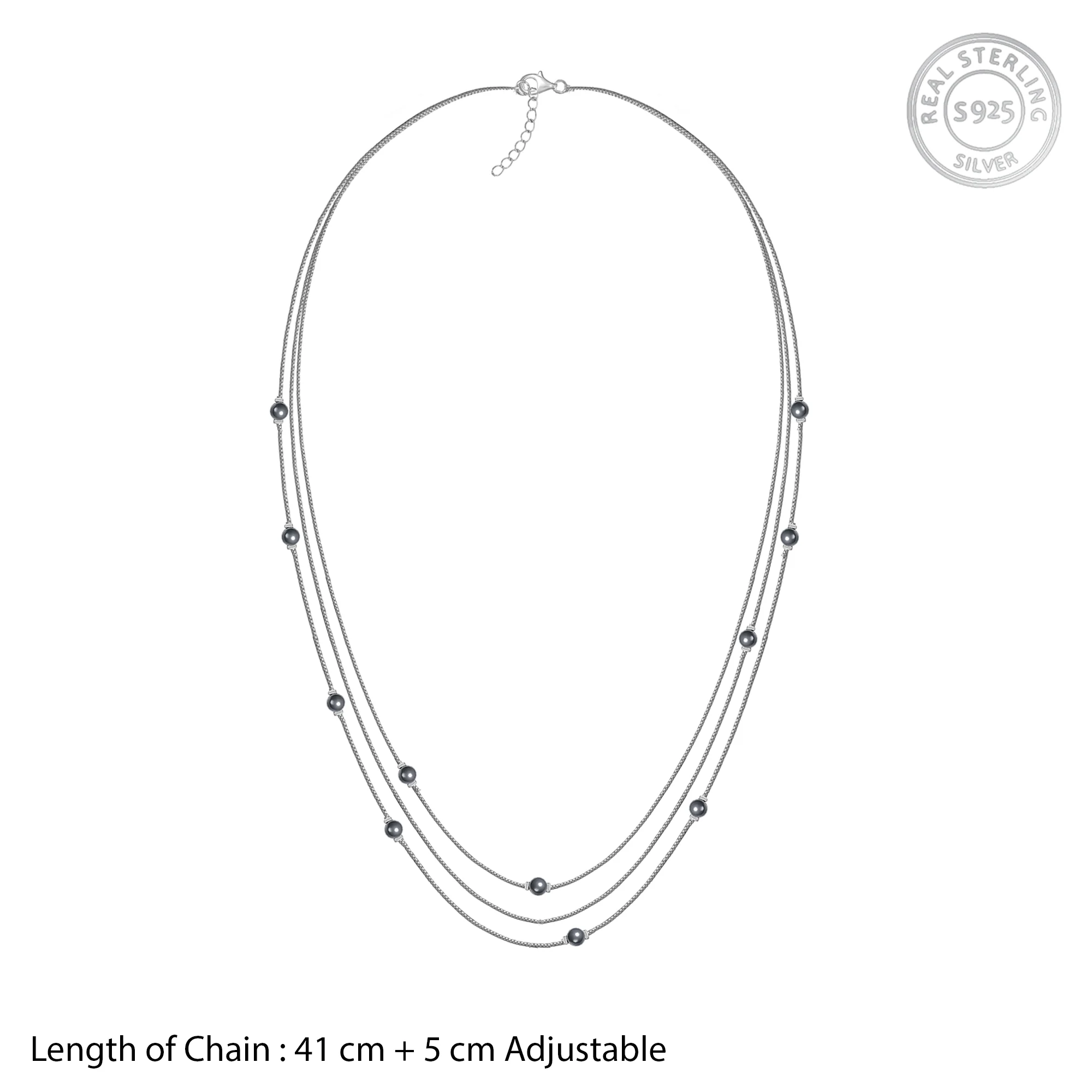 Silver Natalie Layered Pearl Necklace - Image 4