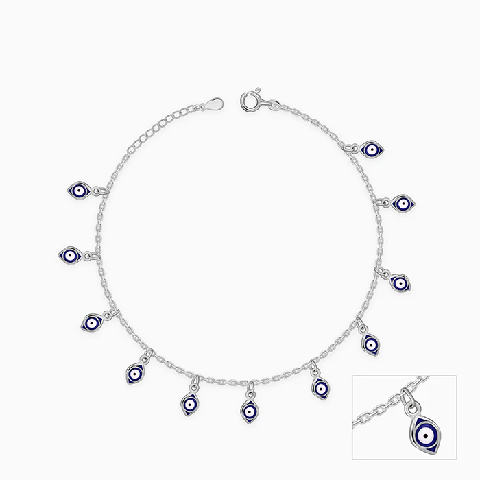 Silver Nazar Charm Anklet - Image 3