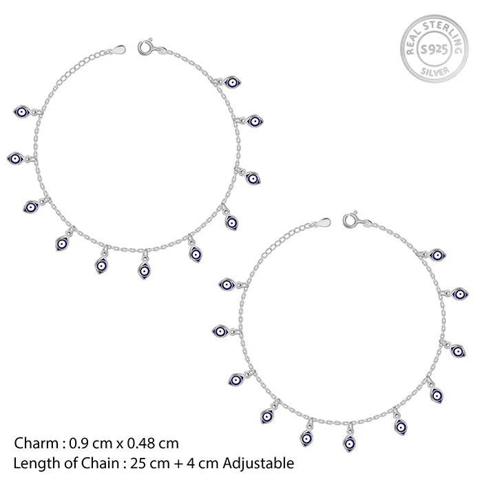 Silver Nazar Charm Anklet - Image 4