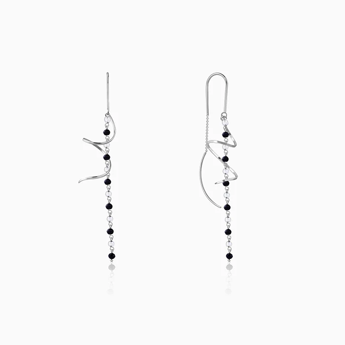 Silver Noir Swirl Dangler Earrings
