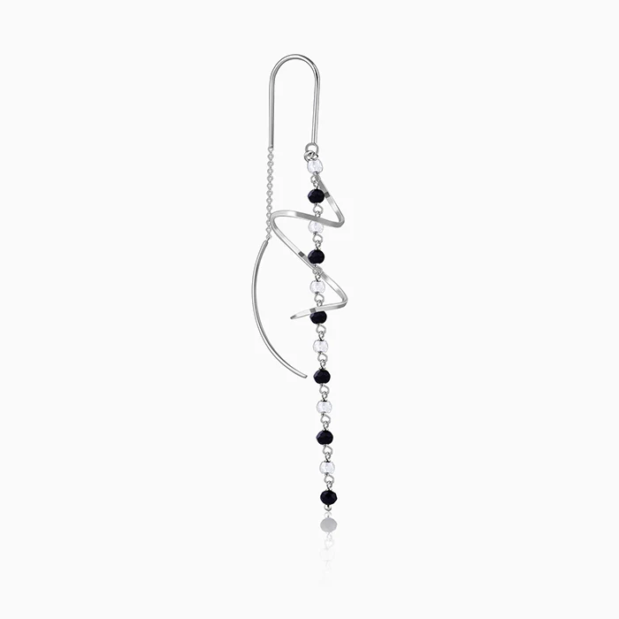 Silver Noir Swirl Dangler Earrings - Image 4