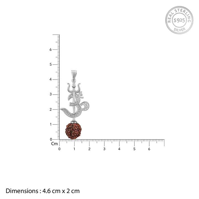 Silver Om Trishul Rudraksha Pendant With Box Chain For Him - Image 5