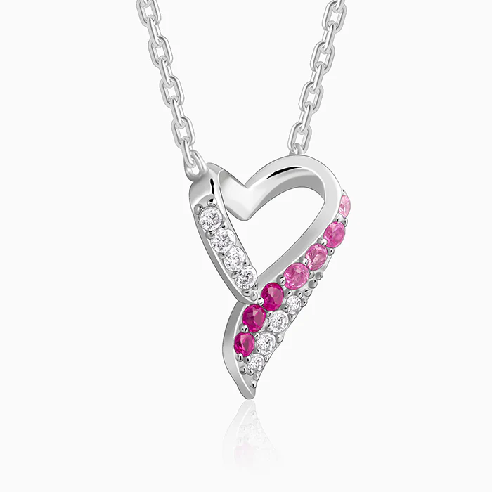 Silver Ombre Heart Necklace - Image 4