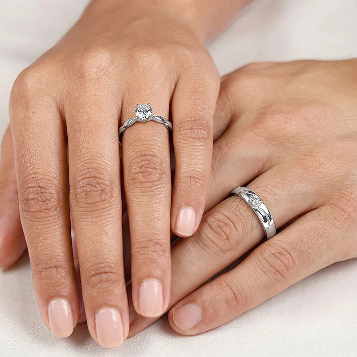 Silver One Beat Couple Rings - Image 3