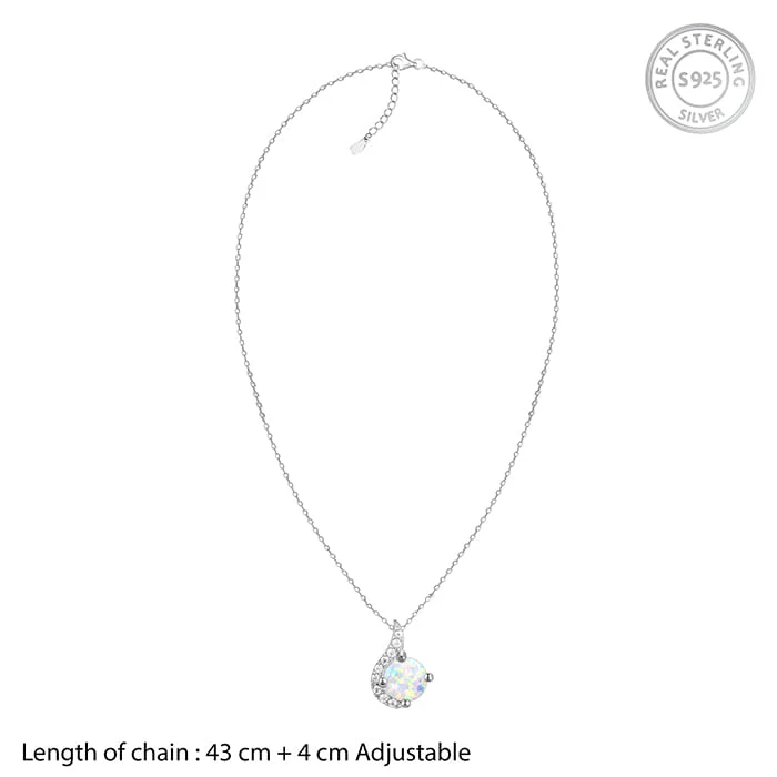 Silver Opal Classic Pendant With Link Chain - Image 6