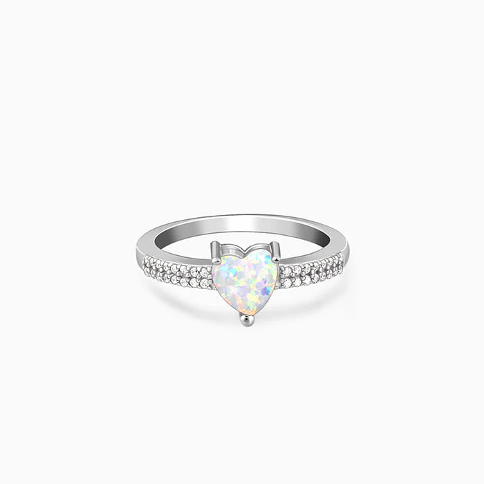 Silver Opal Heart Ring