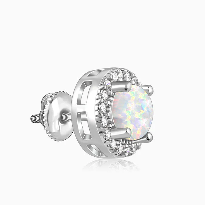 Silver Opal Moon Earrings - Image 4