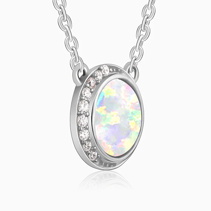 Silver Opal Moon Necklace - Image 4