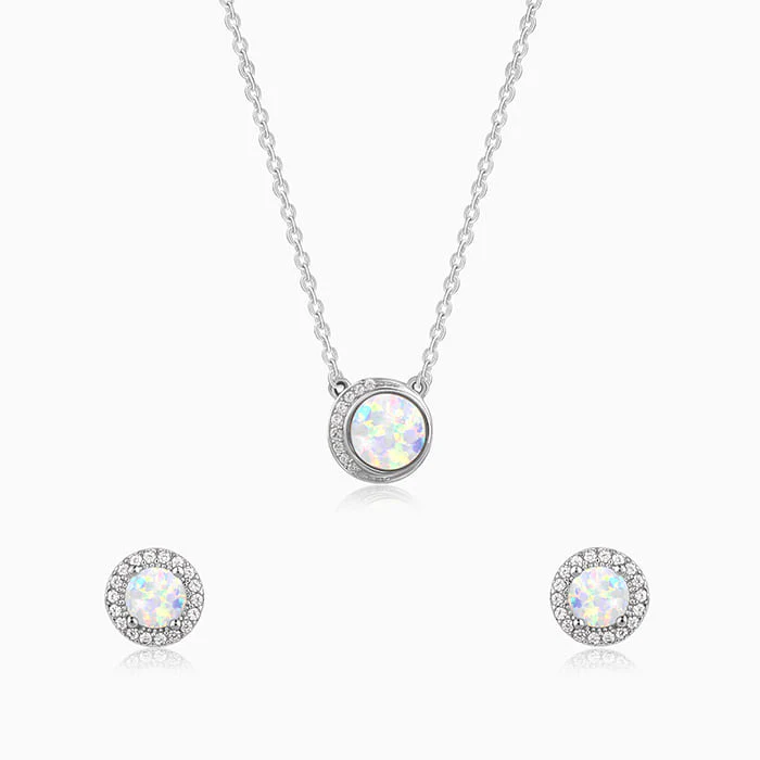 Silver Opal Moon Set