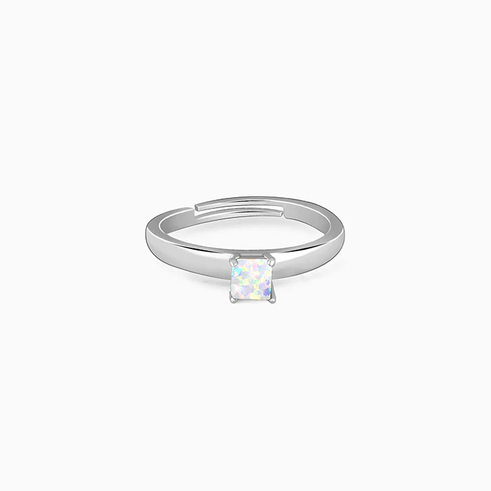 Silver Opal Square Ring