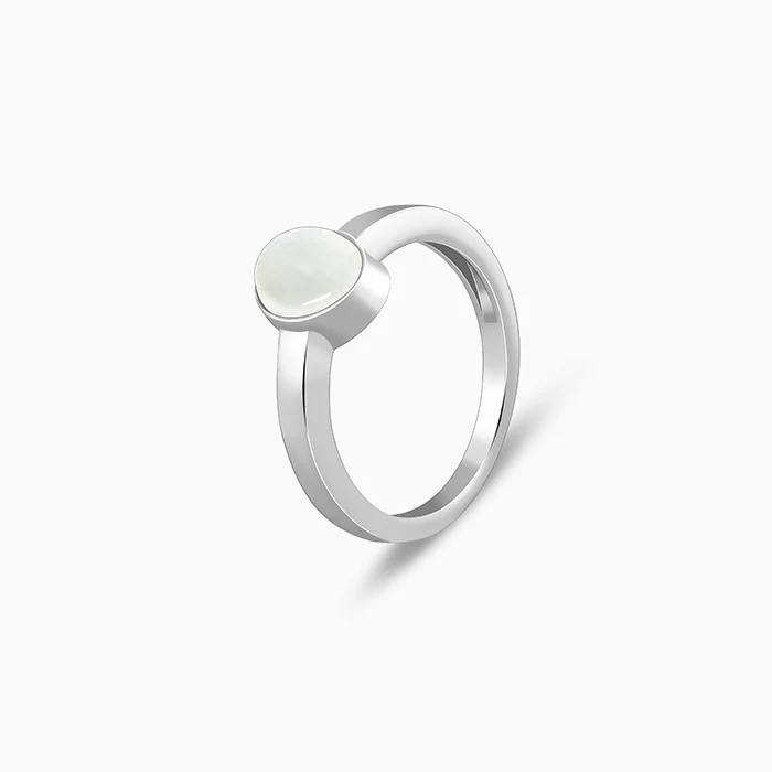 Silver Oval Moonstone Ring For Him - Image 4