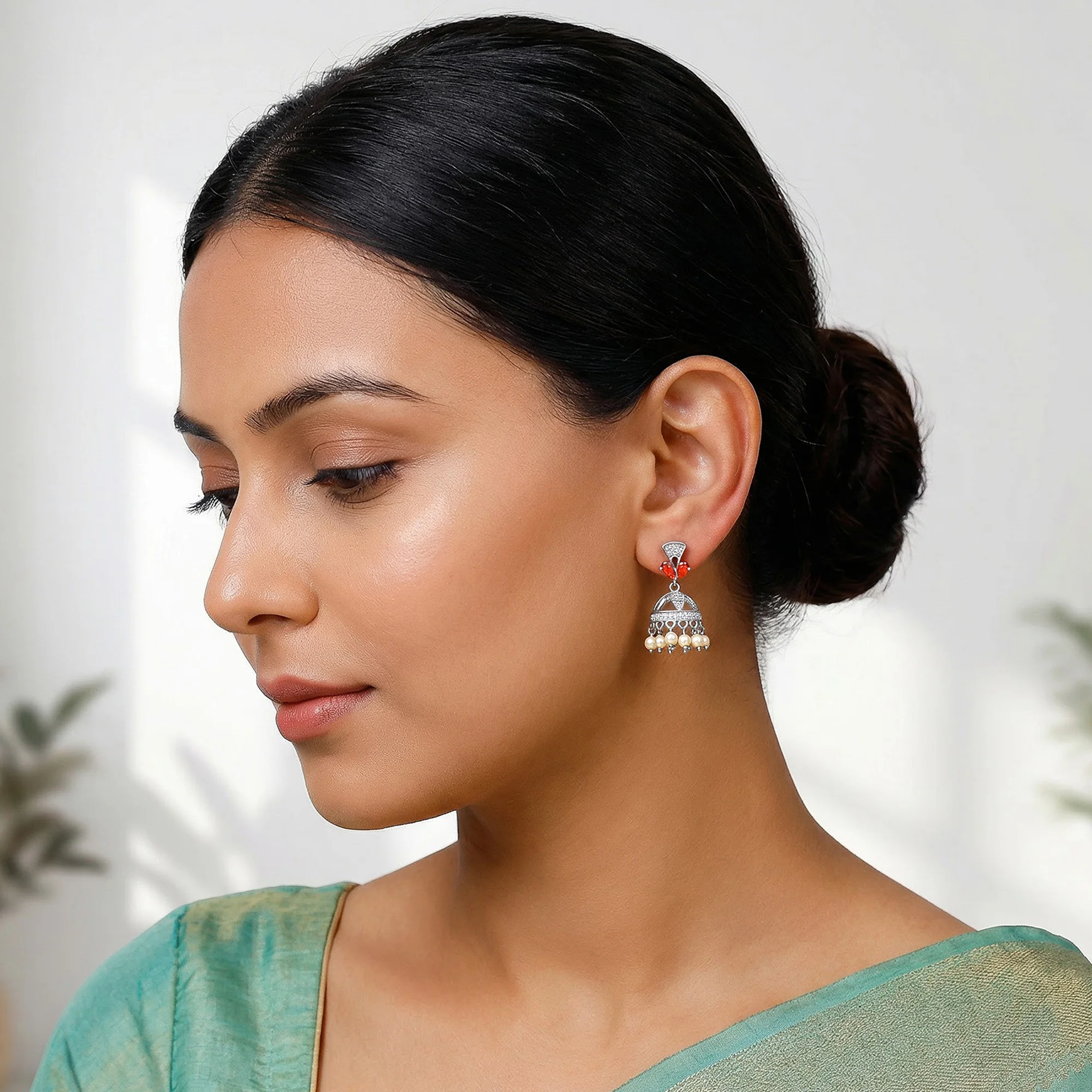 Silver Padmika Earrings - Image 3
