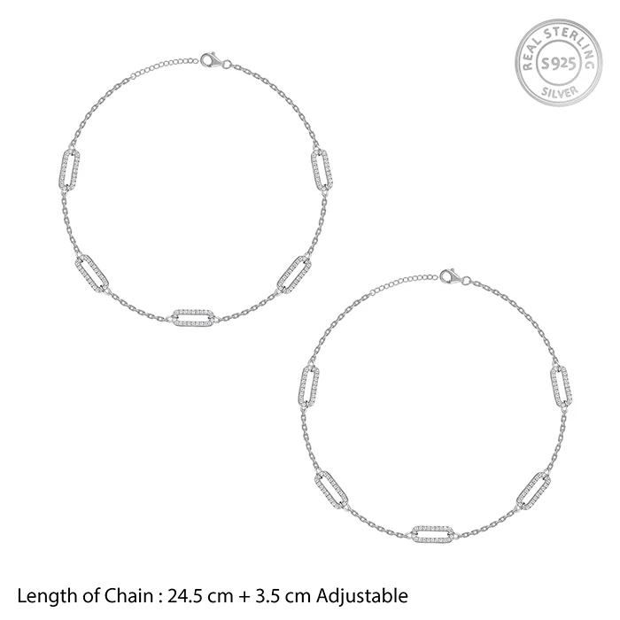 Silver Patterened Paperclip Anklet - Image 4