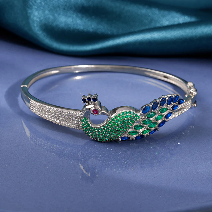 Silver Peacock Parade Bracelet - Image 2