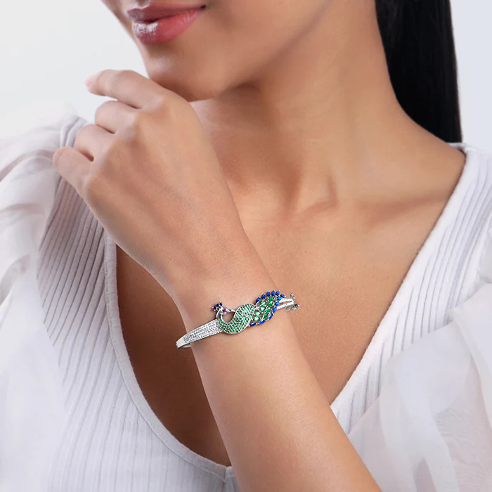 Silver Peacock Parade Bracelet - Image 3