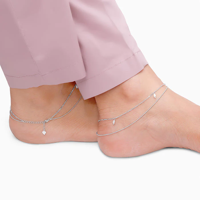 Silver Pearl Mist Anklet - Image 3