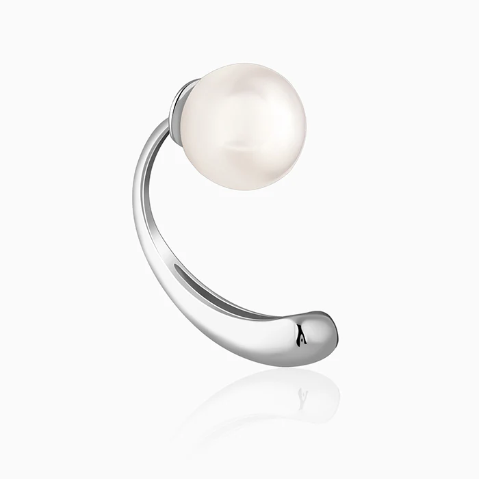 Silver Penelope Pearl Earrings - Image 4