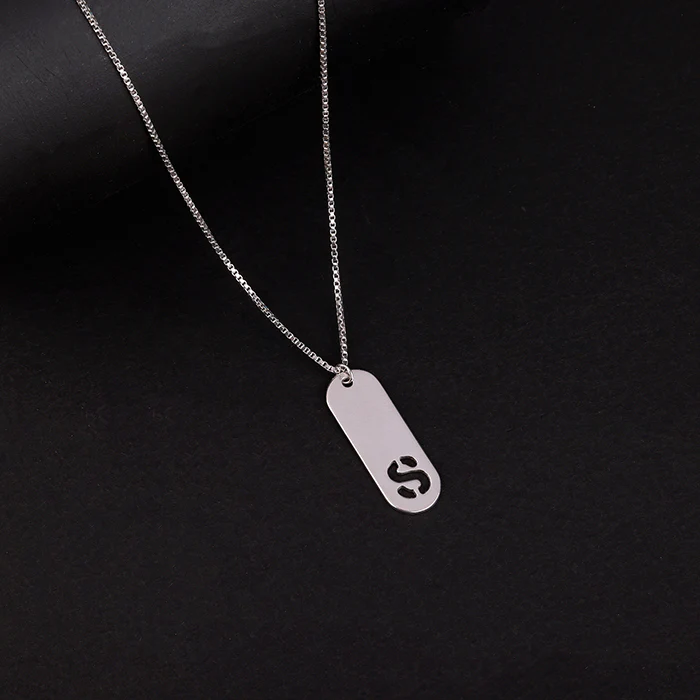 Silver Personalised Alpha Tag Initial Pendant For Him - Image 2