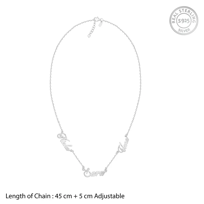 Silver Personalised Bestie Trio Name Necklace - Image 5