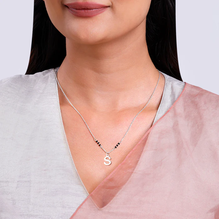 Silver Personalised Cherished Initial Mangalsutra - Image 3