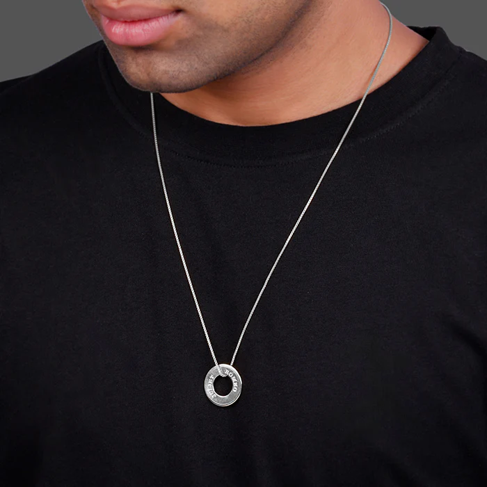 Silver Personalised Circular Pendant For Him - Image 3