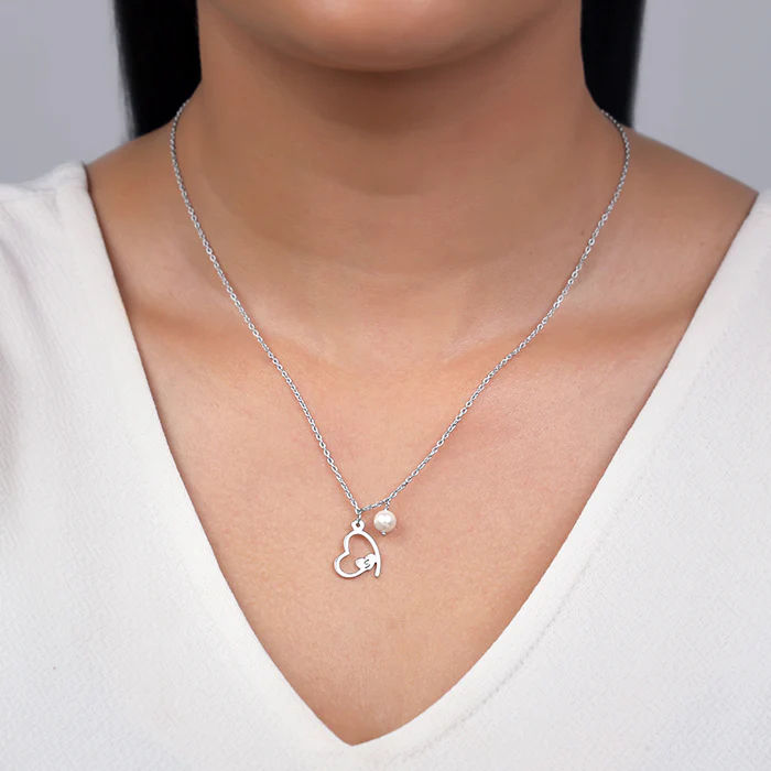 Silver Personalised Classic Heart Necklace - Image 4