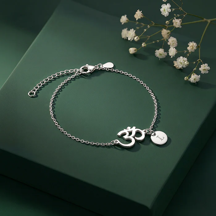 Silver Personalised Classy Om Heartbeat Bracelet - Image 3