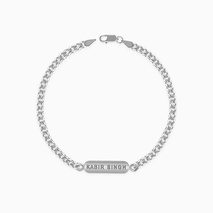 Silver Personalised Cuban Bracelet for Him - Image 2