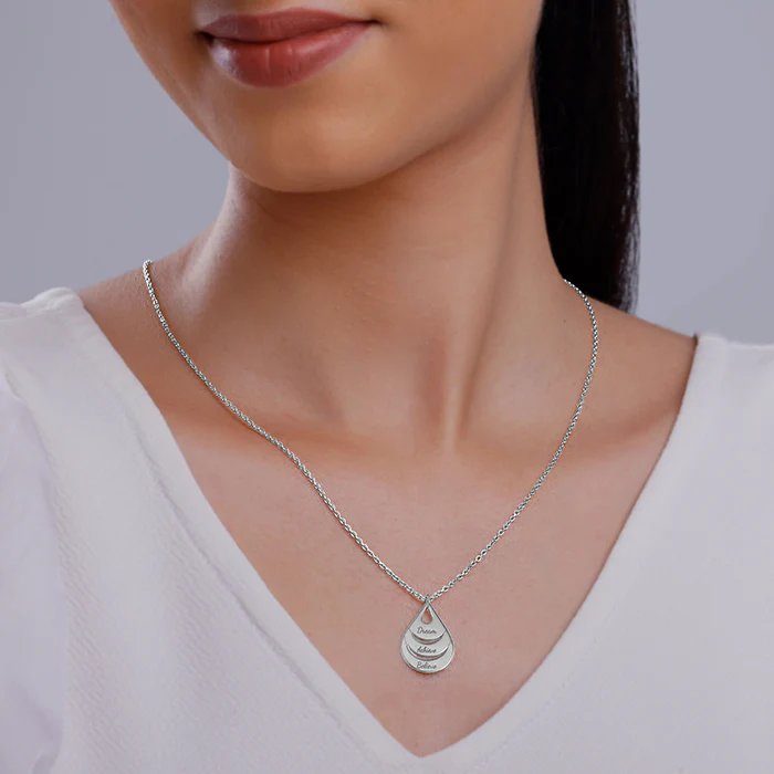 Silver Personalised Dreamy Teardrop Pendant With Link Chain - Image 4