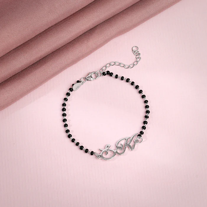 Silver Personalised Eternal Initial Mangalsutra Bracelet - Image 2