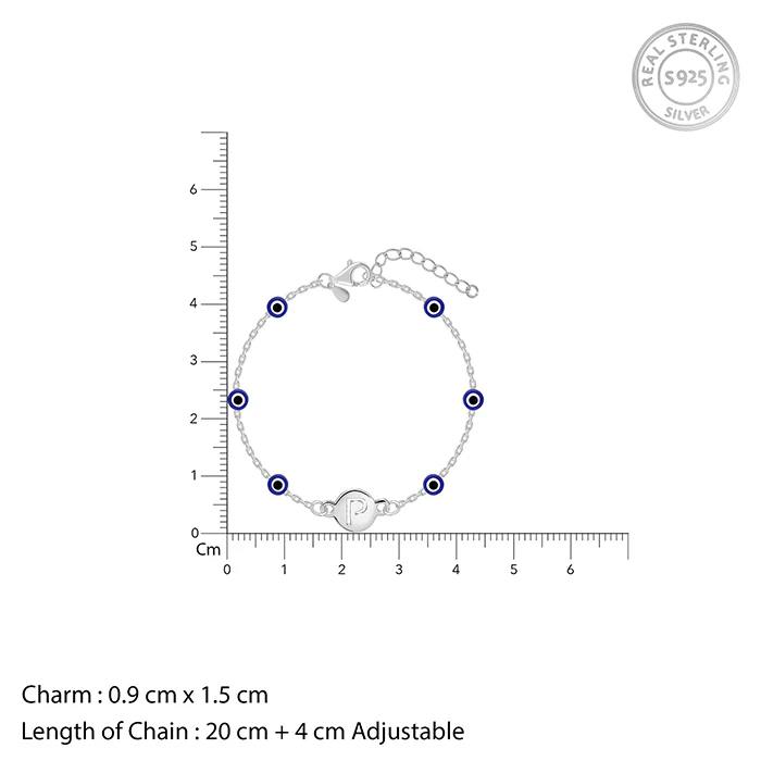 Silver Personalised Evil Eye Initial Bracelet - Image 5