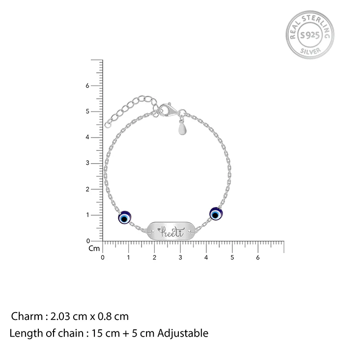 Silver Personalised Evil Eye Name Bracelet - Image 4