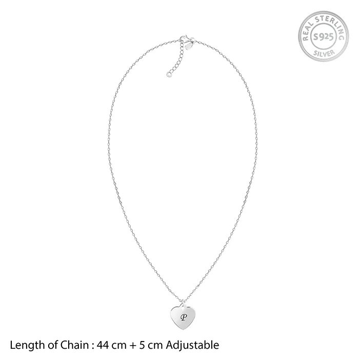 Silver Personalised Heart Initial Pendant With Link Chain - Image 5
