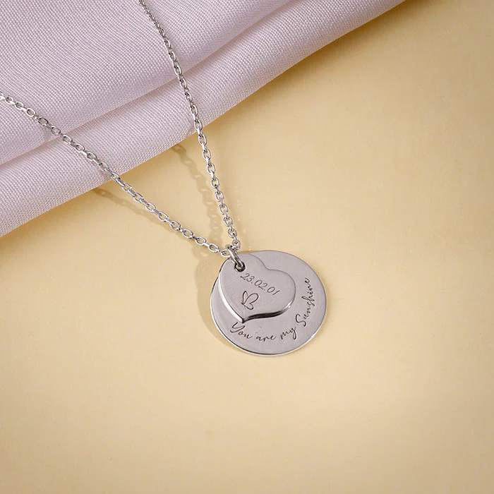Silver Personalised Heart Message Necklace - Image 2