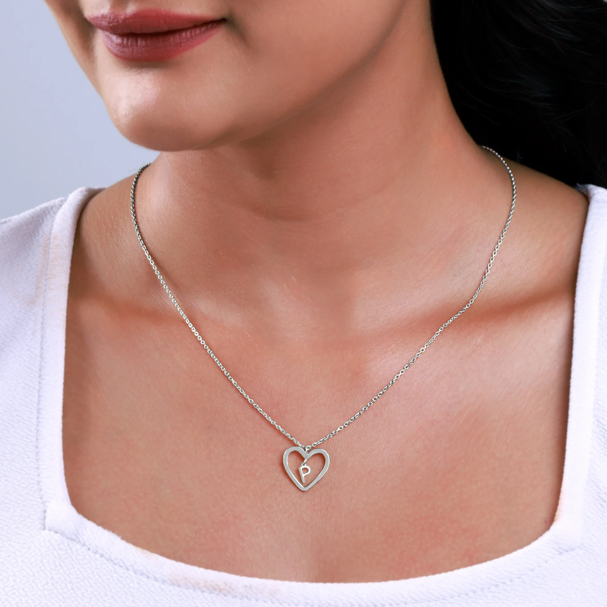 Silver Personalised Heart of Initial Pendant - Image 3