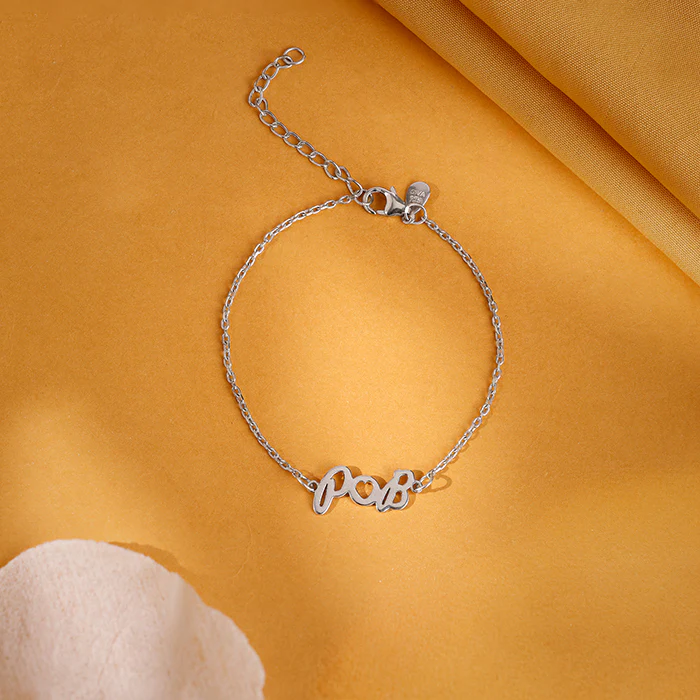 Silver Personalised Heart You Initial Bracelet - Image 2