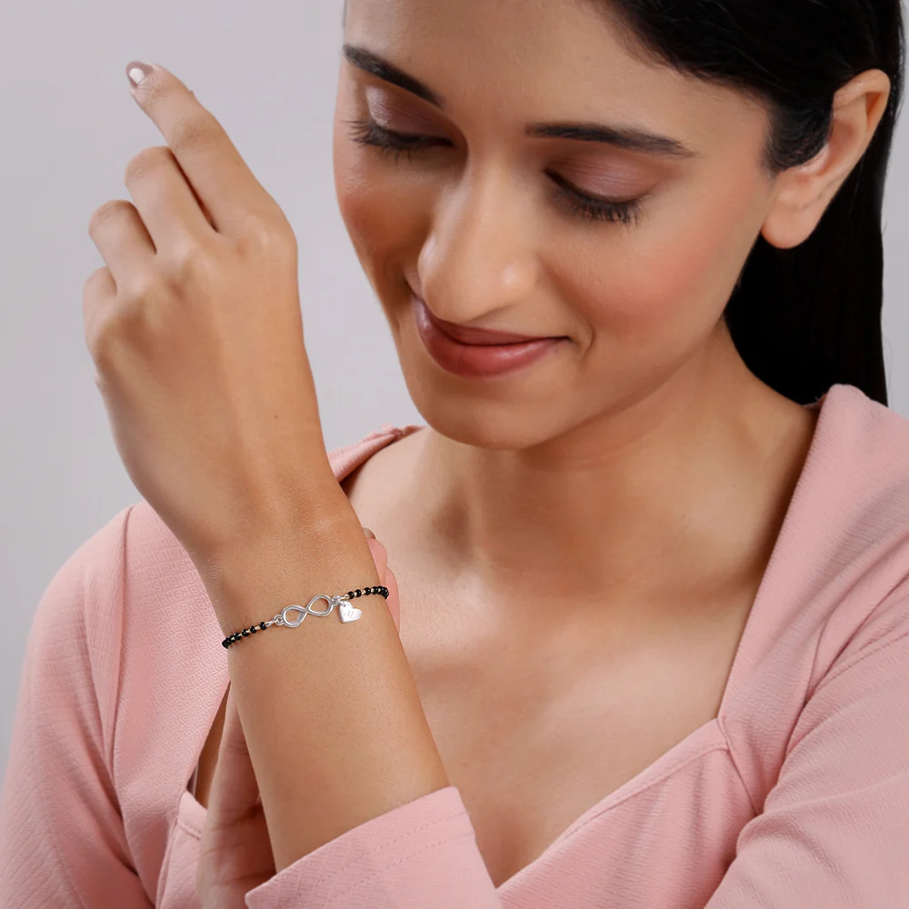 Silver Personalised Infinity Love Mangalsutra Bracelet - Image 3
