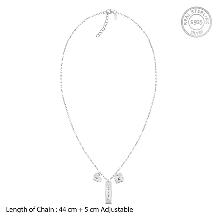 Silver Personalised Initial Charm Pendant With Link Chain - Image 6
