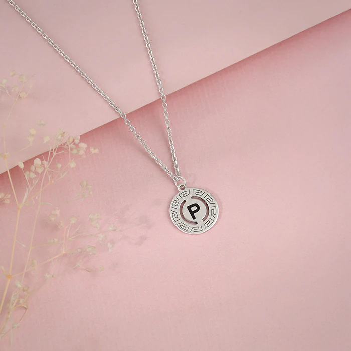 Silver Personalised Initial Grace Pendant with Link Chain - Image 3