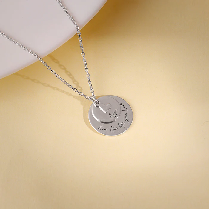 Silver Personalised Layered Coins Name Necklace - Image 2