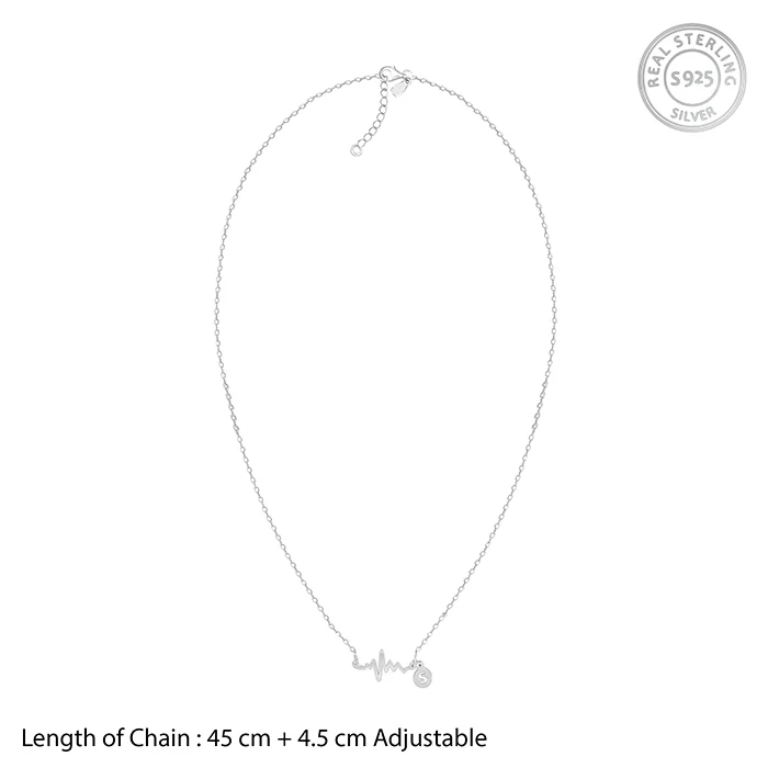 Silver Personalised Lifeline Initial Necklace - Image 5