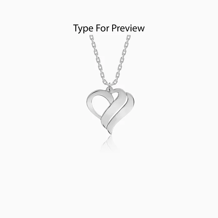 Silver Personalised Name Heart Duo Pendant With Link Chain - Image 2