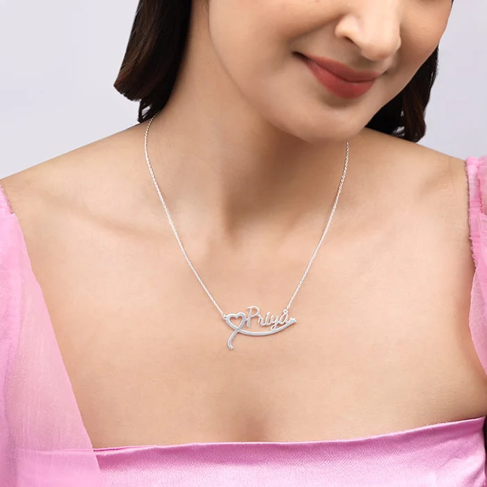 Silver Personalised Name Heart Necklace - Image 3