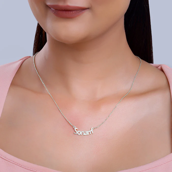 Silver Personalised Name in Bold Necklace - Image 3