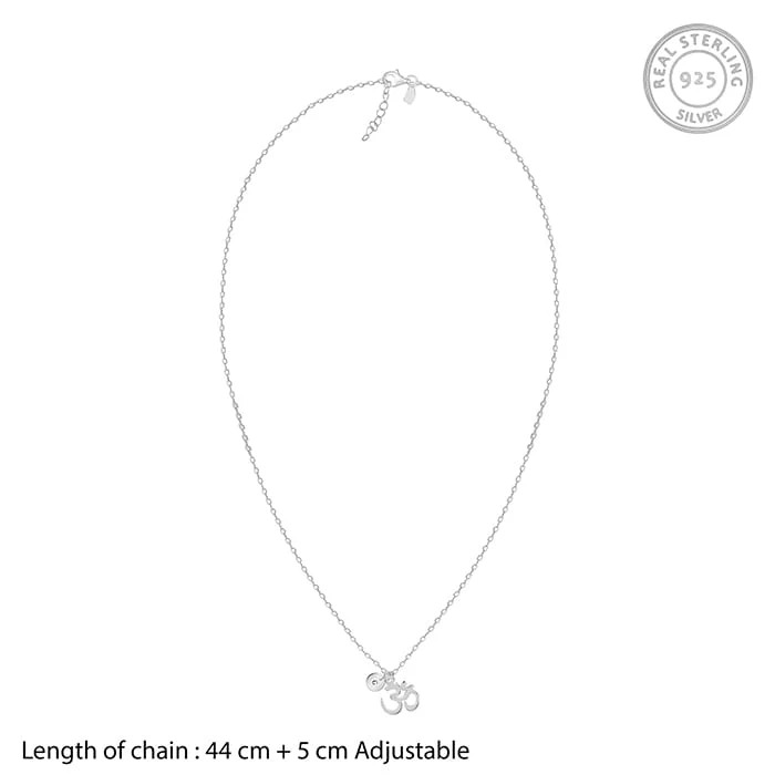 Silver Personalised Om Pendant With Link Chain - Image 5