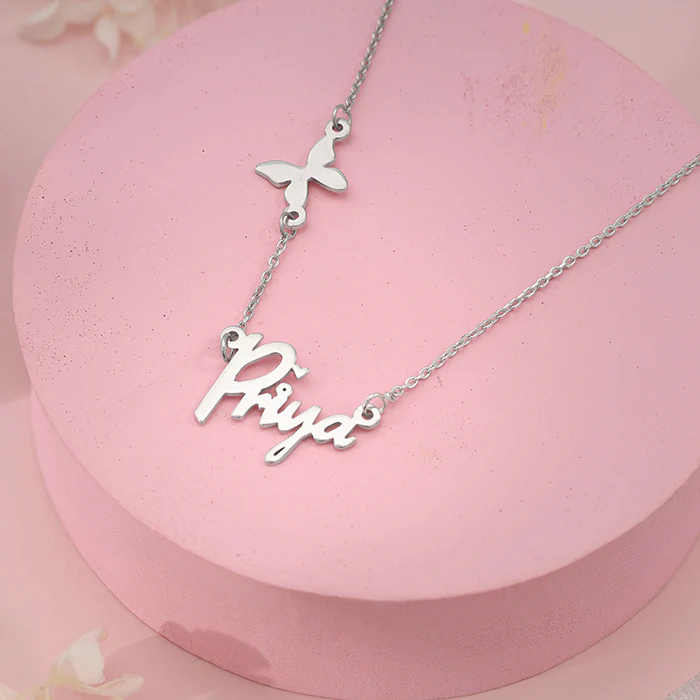 Silver Personalised Pretty Butterfly Necklace - Image 3