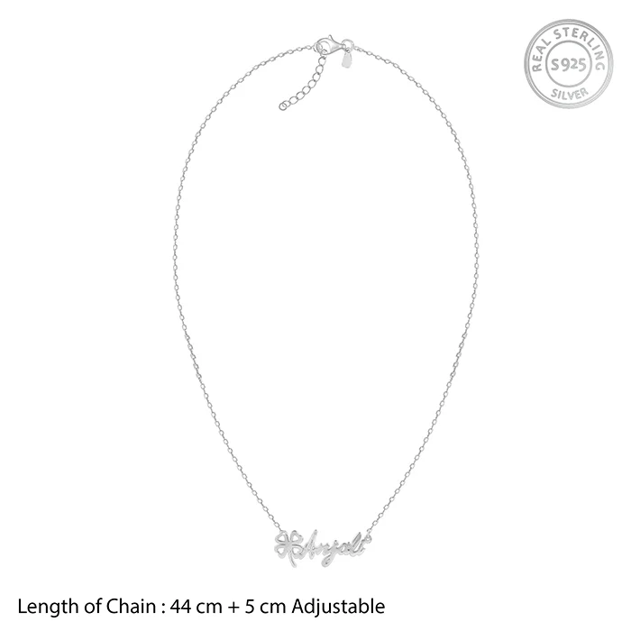 Silver Personalised Serendipity Clover Necklace - Image 5